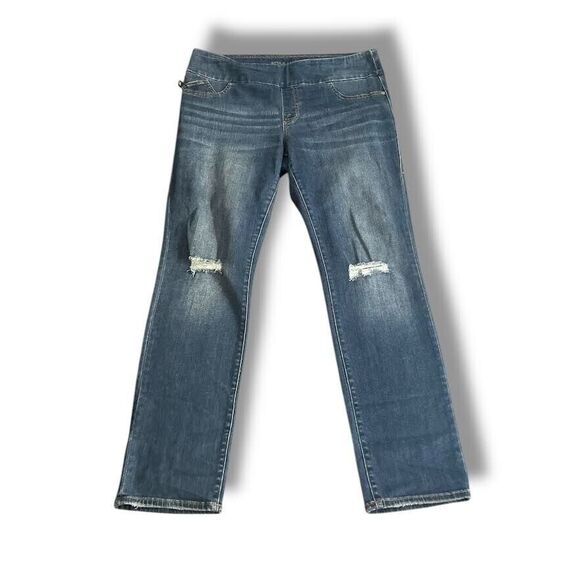 Rock & Republic Jeans Women's 16 Blue Pull-on Slimming Denim Cure Distressed - Picture 1 of 15